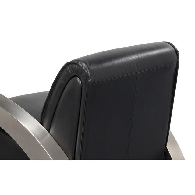 Industrial Black Leather Armchair For Sale In Raleigh - Image 6 of 9