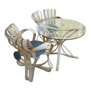 Frank Gehry Two Cross Check Chairs and Face Off Table For Sale