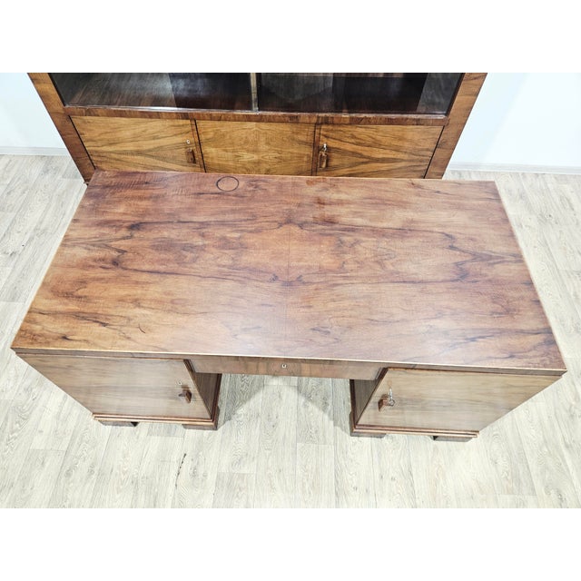 Art Deco Walnut Executive Office Set, 1930s, Set of 2 For Sale - Image 18 of 18