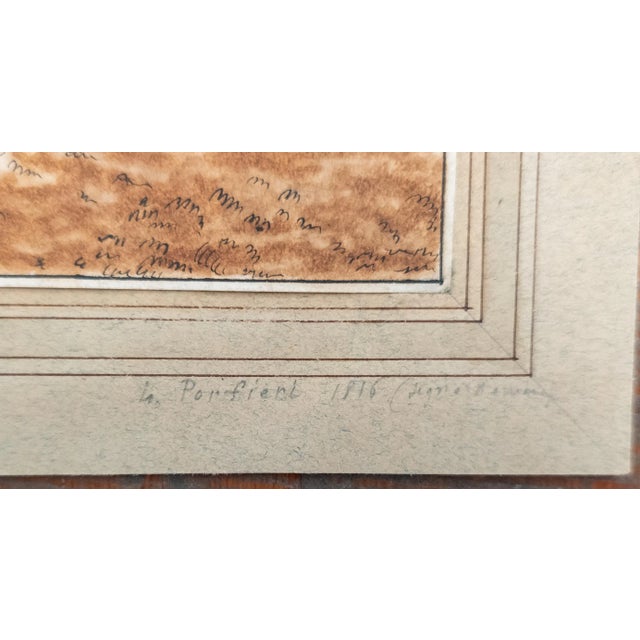 Antique White 19th Century Italian Old Master Pen and Ink Drawing With Sepia Wash, Signed Illegibly For Sale - Image 8 of 10