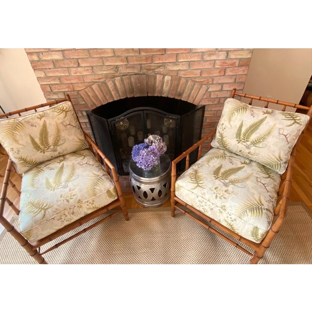 Chinoiserie Style Bamboo Lounge Chairs by Bernhardt, a Pair For Sale - Image 15 of 18