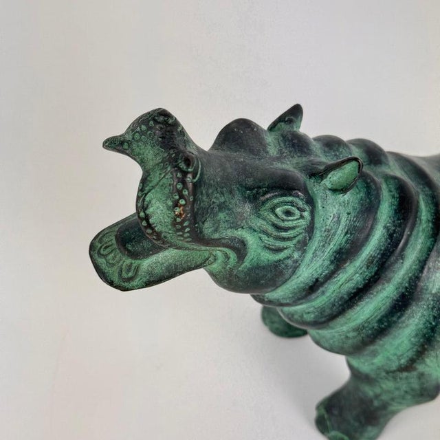Patinated Hippopotamus Sculpture, 1980s, Bronze For Sale - Image 9 of 15