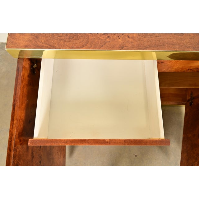 Wood Pierre Cardin Mid-Century Modern Burl Wood and Brass Sideboard Credenza, 1970s For Sale - Image 7 of 18