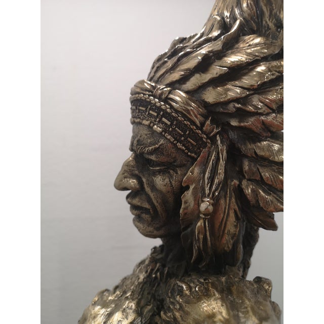 Indian Chief Statue in Brass & Wood, 1970s For Sale - Image 17 of 18