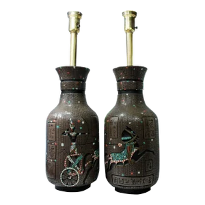 1960s Mid-Century Ceramic Table Lamps by Reglor of California - a Pair