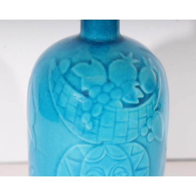 Rörstrand Sweden Blue Ceramic Bottle With Stopper For Sale In Indianapolis - Image 6 of 8
