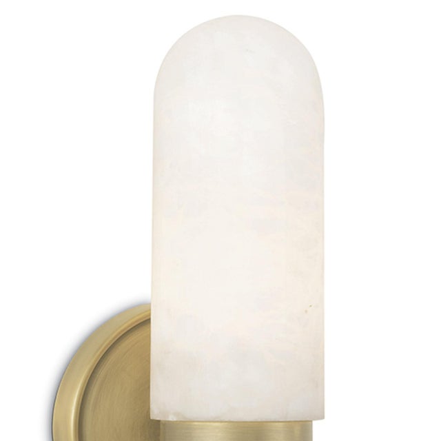 2020s Salon Alabaster Sconce Small, Natural Brass For Sale - Image 5 of 8