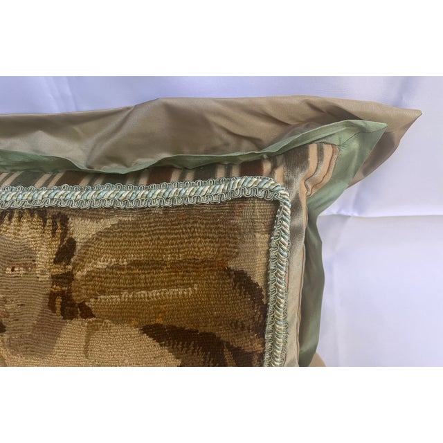 Textile Pillow With 18th Century Tapestry Depicting a Man Figure For Sale - Image 7 of 9