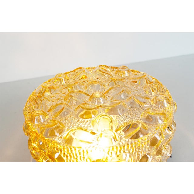 Amber Glass Flower Wall Lamp attributed to Erco, 1970s For Sale - Image 3 of 10