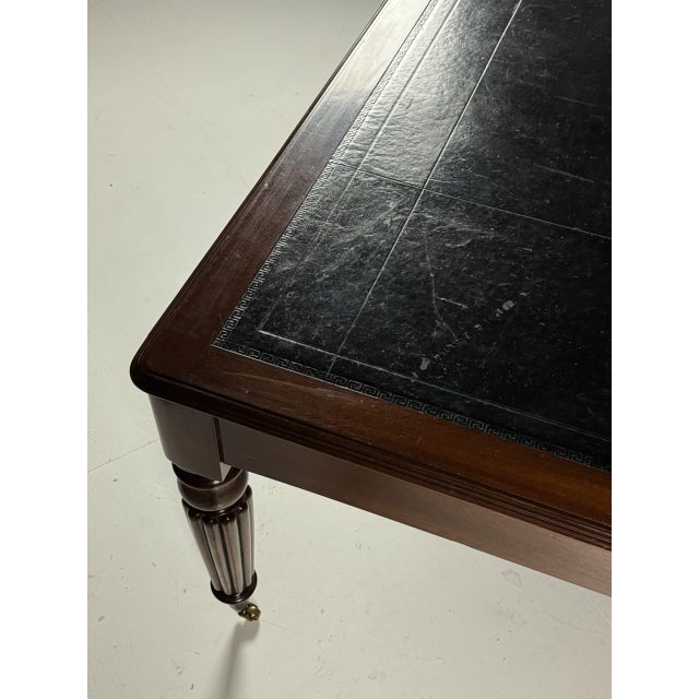 English Writing Desk in Mahogany and Black Leather, 1890s For Sale - Image 17 of 18