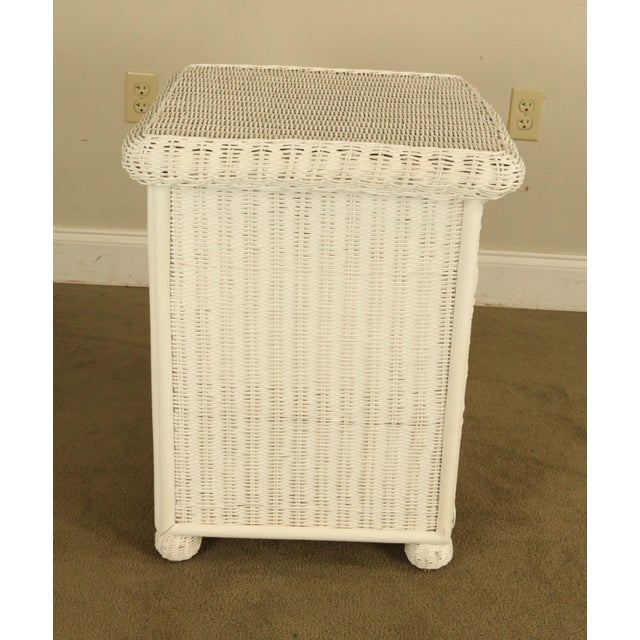 Vintage White Wicker Nightstand | Chairish