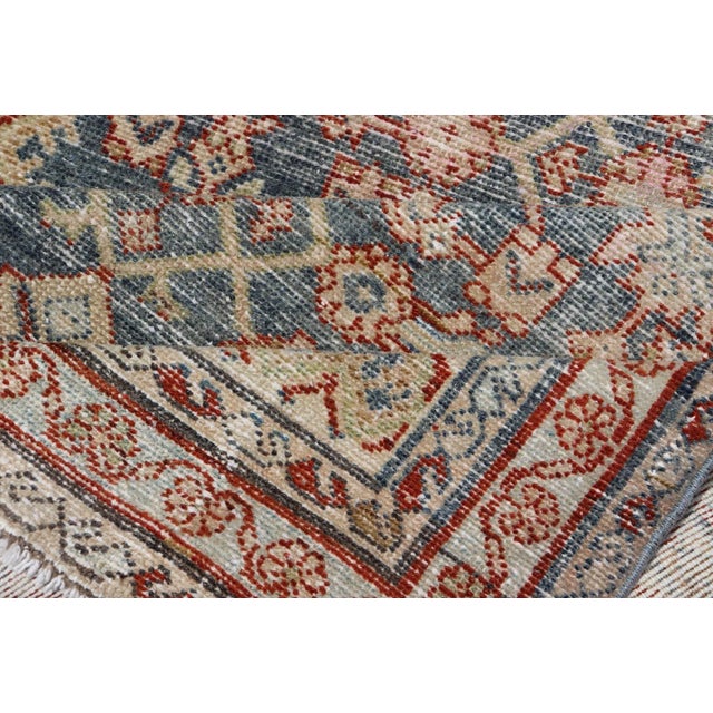 Early 20th Century Antique Persian Malayer Gallery Runner With All-Over Design in Gray, Steel Blue and Multi Colors For Sale - Image 12 of 13