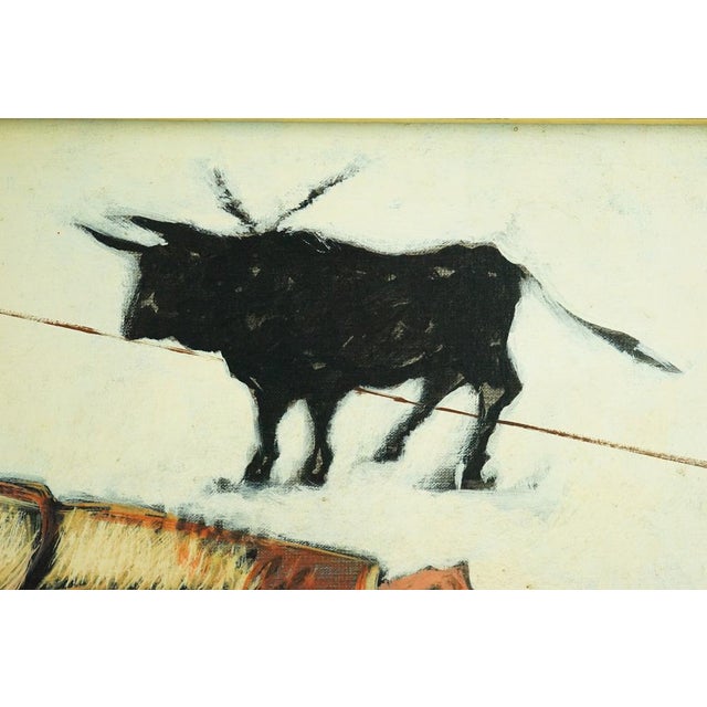 Gilberto Filibeck, Bullfighter with a Bull in a Bullfight, 20th Century, Oil on Canvas For Sale - Image 4 of 17