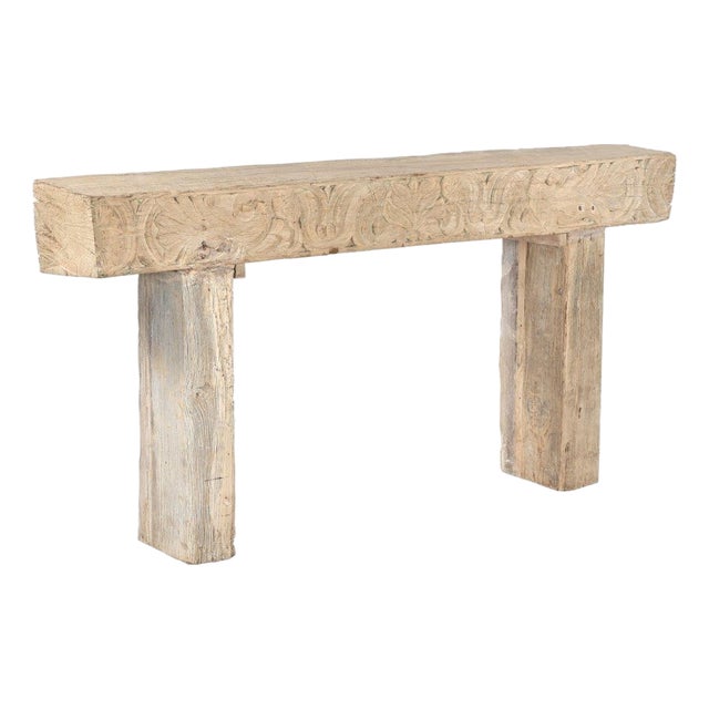 Console Table Constructed From Antique Indian Carved Elements and Reclaimed Wood For Sale