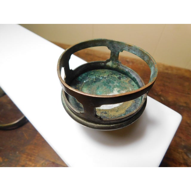 Handsome, hefty antique opal glass bathroom shelf featuring brass cup holders, brass soap dish, and brass towel bar. One...