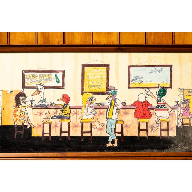 Folk Art “Last Call at the Gold Duck” Vintage Outsider Barroom Drawing For Sale - Image 3 of 5