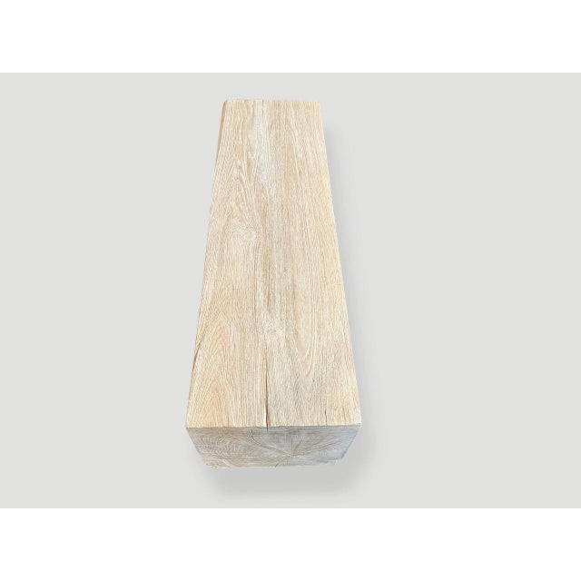 2010s Andrianna Shamaris Minimalist Bleached Teak Wood Log Style Bench For Sale - Image 5 of 5