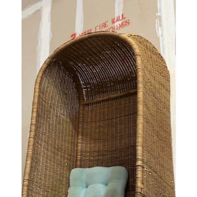 Boho Chic Large Vintage Wicker Porter Chair With Compartment For Sale - Image 3 of 7
