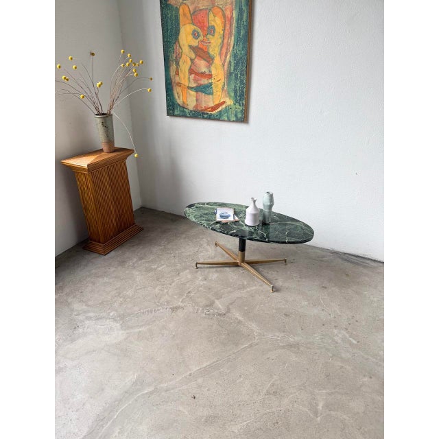Green Marble and Brass Coffee Table attributed to Michel Kin for Arflex, 1960s For Sale - Image 6 of 18