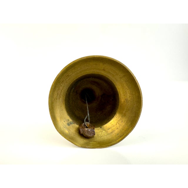 Wood Vintage Brass & Turned Wood Hand Bell For Sale - Image 7 of 7
