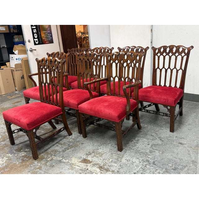Design Plus Gallery presents a Set of Eight Dining Room Chairs from Burton Ching. The set has the carvings of style that...