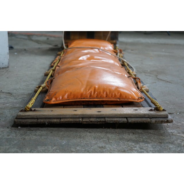 Wood VTG Adirondack Bentwood Oak Toboggan Snow Sled Sleigh Vinyl Seat Cabin Decor 72" For Sale - Image 7 of 18