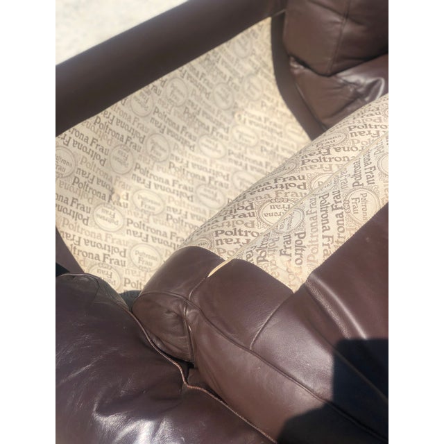 Chocolate Leather 3-Seat Sofas by Tito Agnoli for Poltrona Frau, 1970s, Set of 2 For Sale - Image 10 of 14