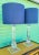 1990s Lucite Slim Tall Mid Century Modern Table Lamps With Navy Drum Shades- a Pair For Sale - Image 5 of 6