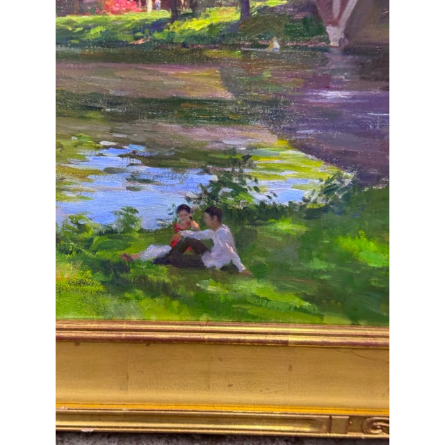 Circa 2002 Gary David Hoffmann "By the Charles River" Oil on Canvas, Framed For Sale In San Francisco - Image 6 of 12