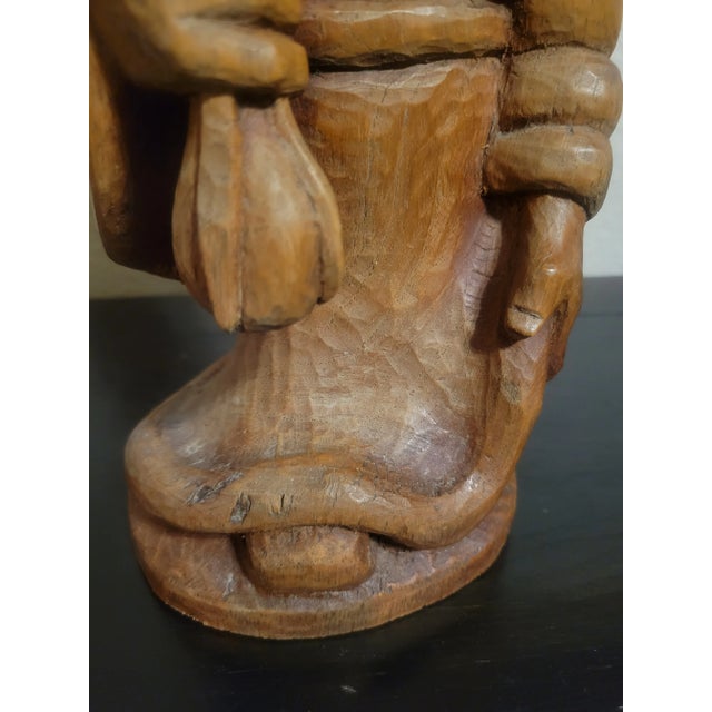 Carved folk art wood figurine. Signed by Elisha Cummings - Salt Marsh Jamaica