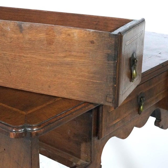 Antique English Queen Anne Carved Mahogany & Satinwood Inlaid Low Boy 18th C For Sale - Image 17 of 18