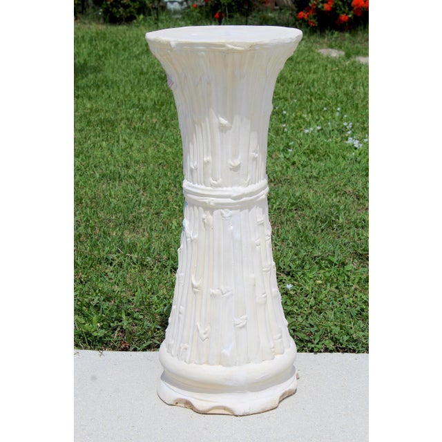 Coastal Vintage Coastal Heron Garden Pedestal | Decorative Plant Stand | Cottage & Chinoiserie Accent For Sale - Image 3 of 15