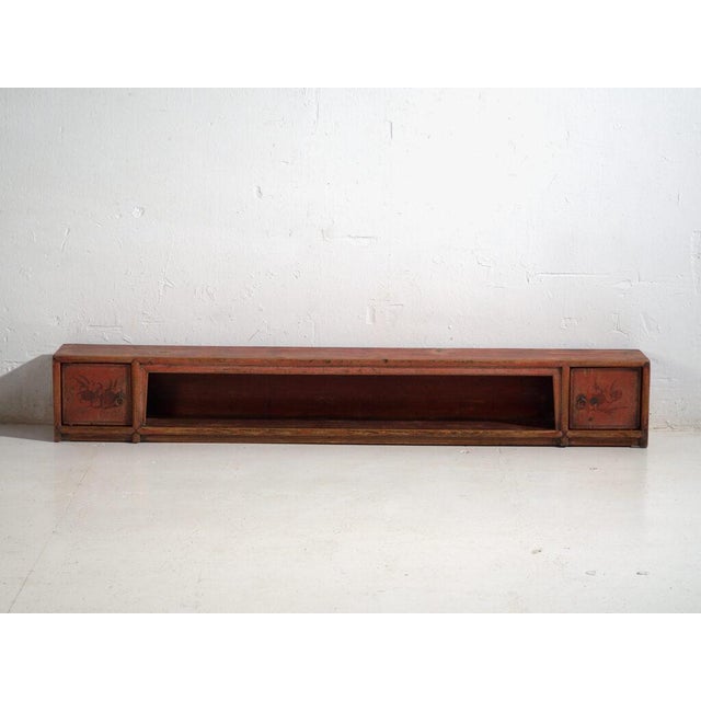 Antique Qing Dynasty Painted Vermilion Gansu Bench or Sideboard For Sale - Image 6 of 11