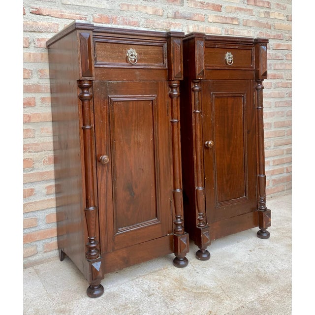 Antique Louis XVI Nightstands with White Marble Tops, 1890s, Set of 2 For Sale - Image 16 of 18