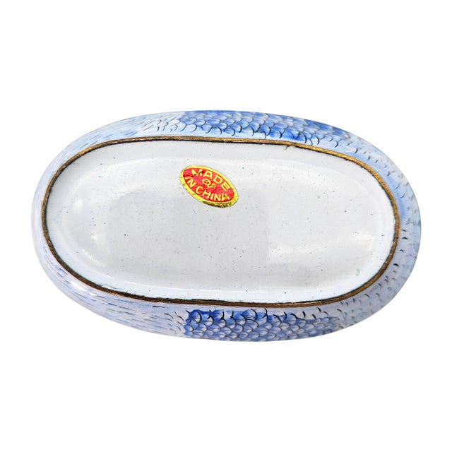 Vintage Chinese Cloisonné Enamel Copper Bird Trinket Box, Hand Painted, 5" For Sale - Image 16 of 18