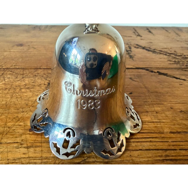 Late 20th Century Vintage Towle Silverplated Pierced Christmas Bell Ornament, 1983 For Sale - Image 5 of 8