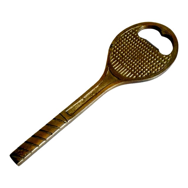 Vintage Brass Tennis Racket Bottle Opener For Sale