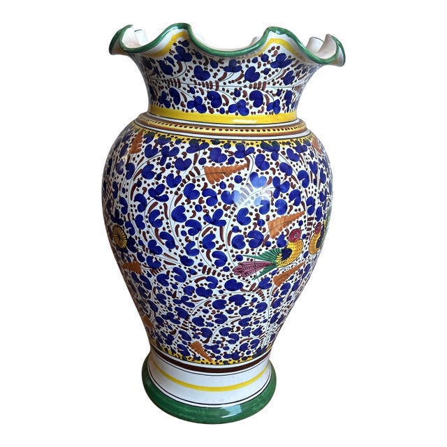 1980s Authentic Labor-Daruta Umbrella Stand Vase, Painted by Hand For Sale