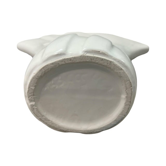 White Vintage Postmodern 1980s White Ribbed Ceramic Fan Flutes Large Vase Art Deco For Sale - Image 8 of 11