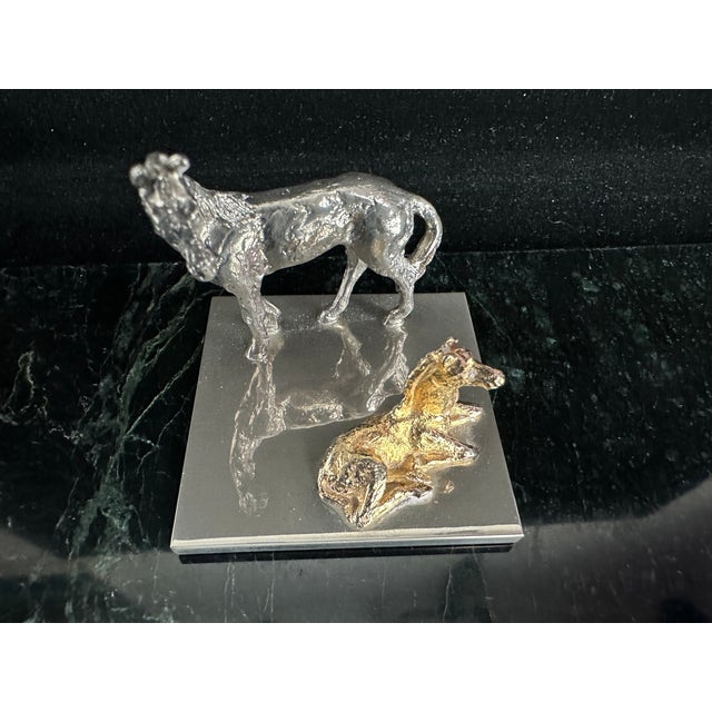 Late 20th Century Silver and Gold-Tone Horse and Foal Figurine on Base For Sale In Los Angeles - Image 6 of 11