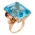 Mid 20th Century Retro 51.29 Carat Aquamarine Ruby 14k Rose Gold Cocktail Ring, Size 7.75 For Sale