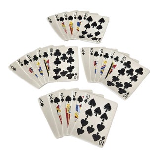 Vintage Fitz & Floyd Game Night Poker Playing Cards Snack Plates- 4 Pieces For Sale