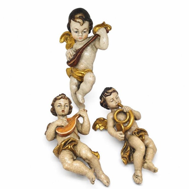 Wood Vintage Musical Angels Figurines, 1950s, Set of 3 For Sale - Image 7 of 9
