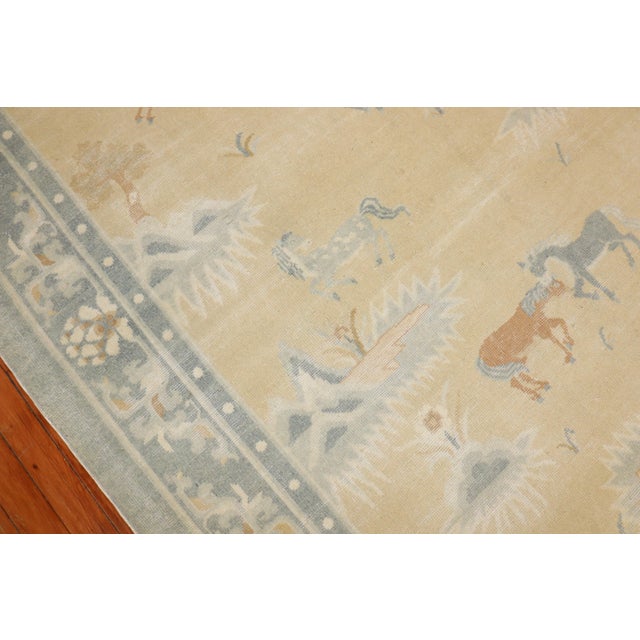 Textile Antique Horse Herd Pictorial Chinese Rug - 5'7" x 8'1" For Sale - Image 7 of 9