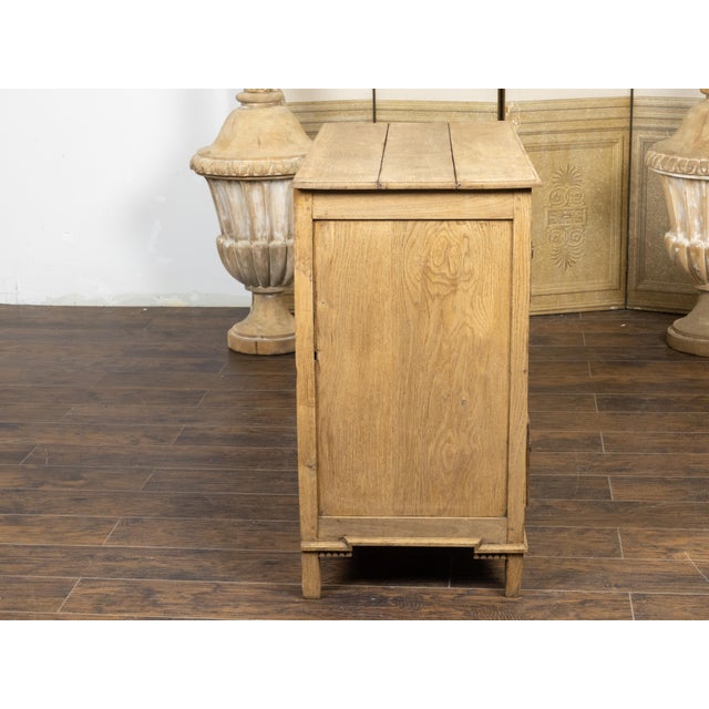 Wood 19th Century French Louis XVI Style Bleached Oak Three-Drawer Chest with Carved Panels For Sale - Image 7 of 12