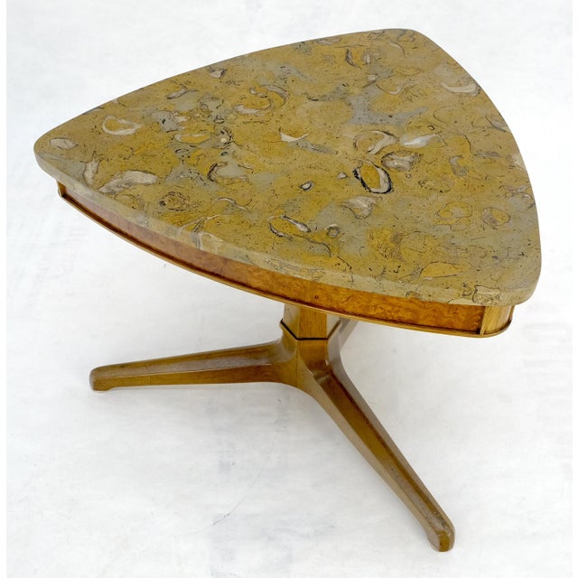 Mid 20th Century Tomlinson Triangular Marble Top Side End Occasional Table Stand c1970s MINT For Sale - Image 5 of 14