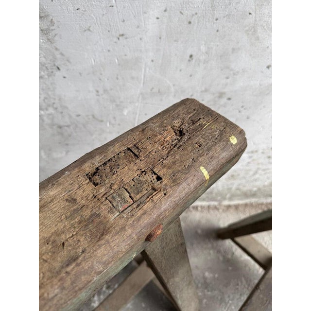 Wood Industrial Wooden Trestles, 1940s, Set of 2 For Sale - Image 7 of 8