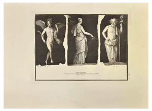Carlo Nolli, Asclepius God, Flora Goddess and Cupid, Etching, 18th Century