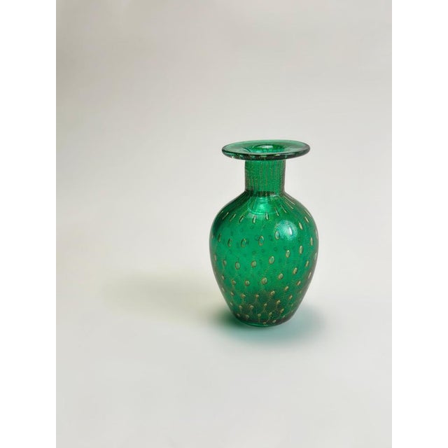 1980s Vintage Italian Murano Glass Vase with Bullicante, 1980s For Sale - Image 5 of 10