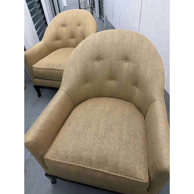 Wood 1990s Pair of A. Rudin Model 615 Chairs in Neutral Designer Upholstery For Sale - Image 7 of 18